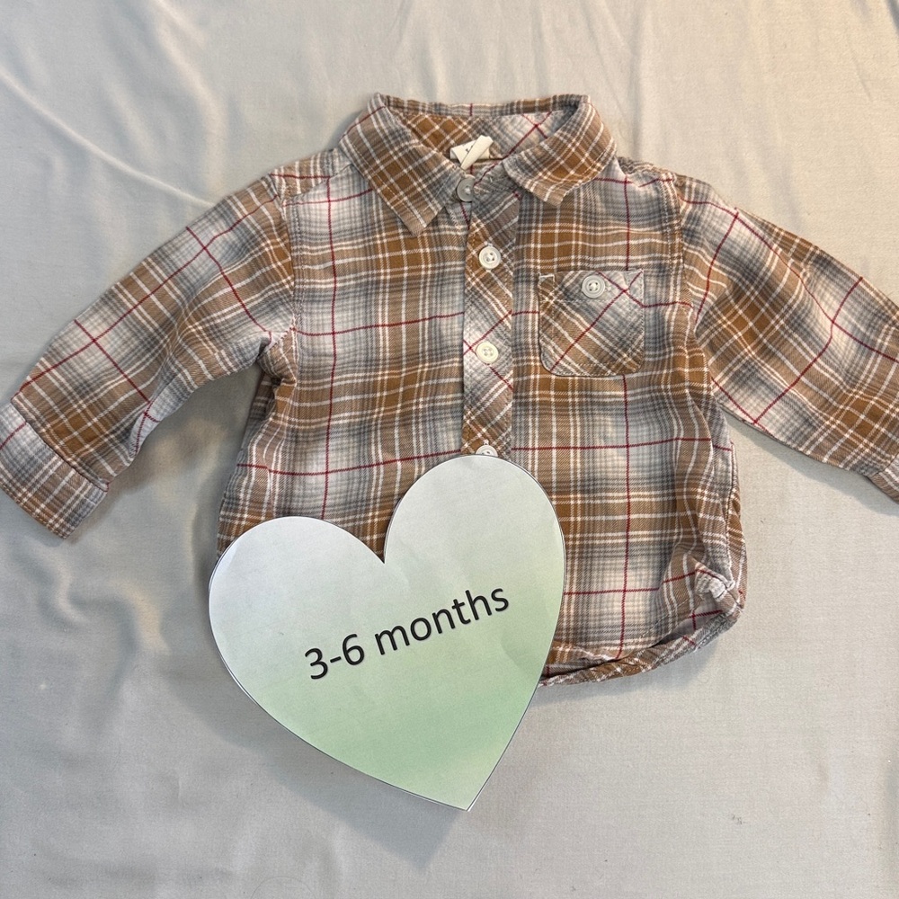 Old Navy - 3-6M Plaid Long sleeve Button-Up Kids Shirt